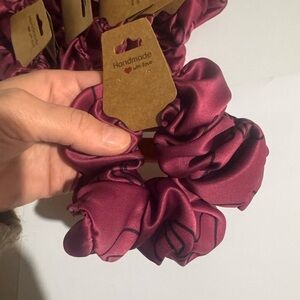 Handmade Satin Scrunchie Set - Burgundy